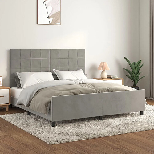 vidaXL Cadre de lit sans matelas gris clair velours