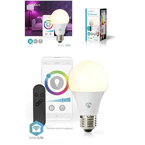 NEDIS Ampoule LED Connectée multi couleurs Wi-Fi E27 806 lm 9 W Blanc chaud à frais RGB 2700 - 6500 K Android™ / IOS + Télécommande