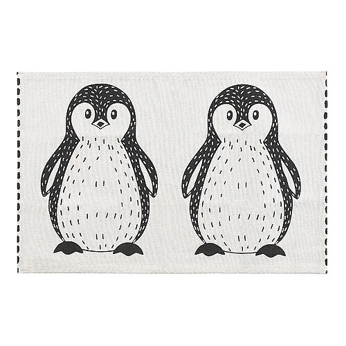 Beliani Tapis enfant motif pingouin noir / blanc 60 x 90 cm HAJDARABAD