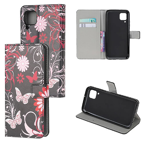 Etui en PU impression de motifs avec support papillon et fleurs pour votre Huawei P40 Lite