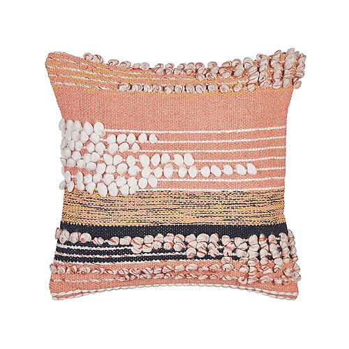 Beliani Coussin DEUTZIA Bouclé 45 x 45 cm À rayure Orange