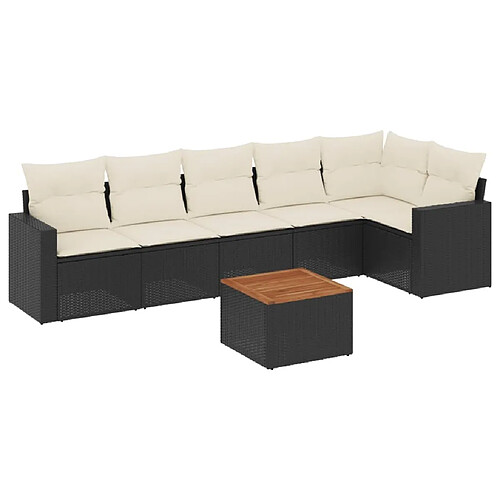 Maison Chic Ensemble Tables et chaises d'extérieur 7pcs avec coussins,Salon de jardin noir résine tressée -GKD209708