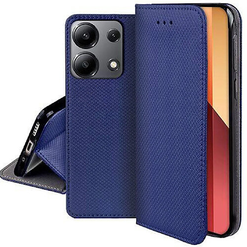 Htdmobiles Housse etui portefeuille avec coque interieure en silicone pour Xiaomi Redmi Note 13 Pro 4G / Poco M6 Pro 4G + verre trempe - BLEU MAGNET