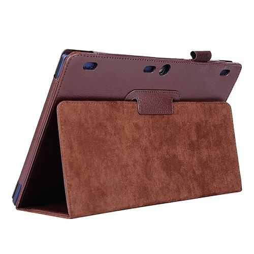 Wewoo Housse Étui marron pour Lenovo Tab2 A10-70 Litchi Texture Horizontal Flip solide couleur en cuir avec deux pliage titulaire