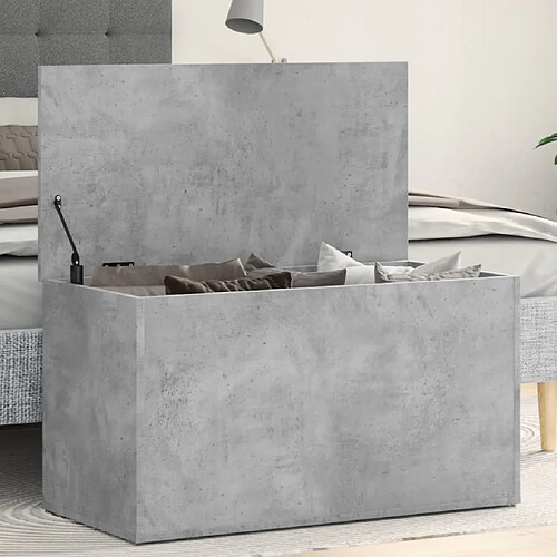 vidaXL Coffre de rangement Gris béton 84x42x46 cm Bois d'ingénierie