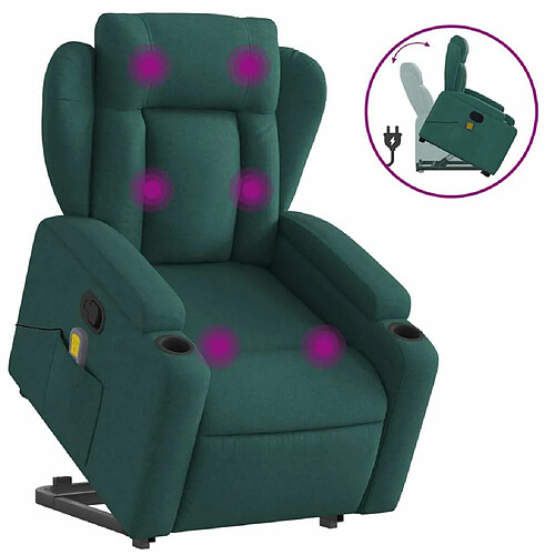 Maison Chic Fauteuil Relax pour salon, Fauteuil inclinable de massage Vert foncé Tissu -GKD32598