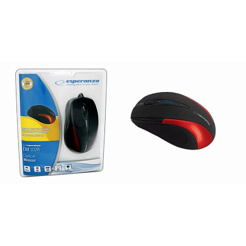 Esperanza EM102R USB Optique 800DPI Noir, Rouge souris - Souris (Optique, USB, 800 DPI, Noir, Rouge)