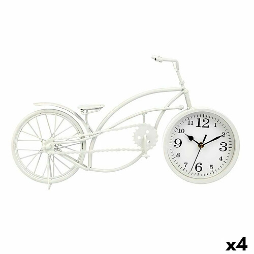 Gift Decor Horloge de table Bicyclette Blanc Métal 42 x 24 x 10 cm (4 Unités)