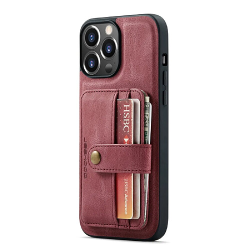 Coque en TPU + PU JEEHOOD anti-rayures, antivol par frottement avec porte-cartes rouge pour votre iPhone 13 Pro Max 6.7