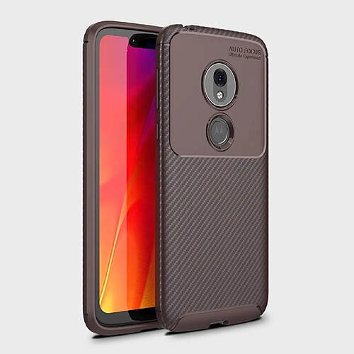 Wewoo Coque en TPU antichoc Texture fibre de carbone Beetle Series pour Motorola Moto G7 Play (version US) (Marron)