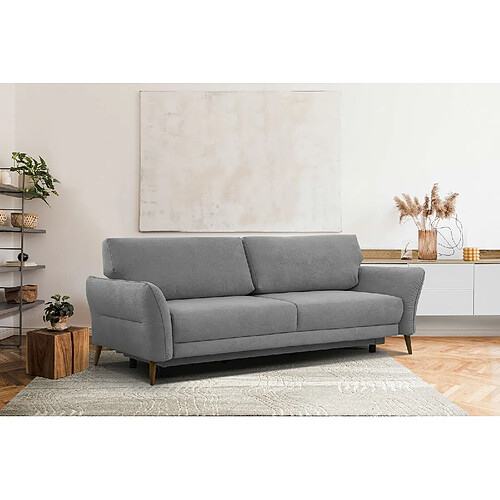 Courtois Laville Canapé convertible 3 places tissu gris - FIGARI