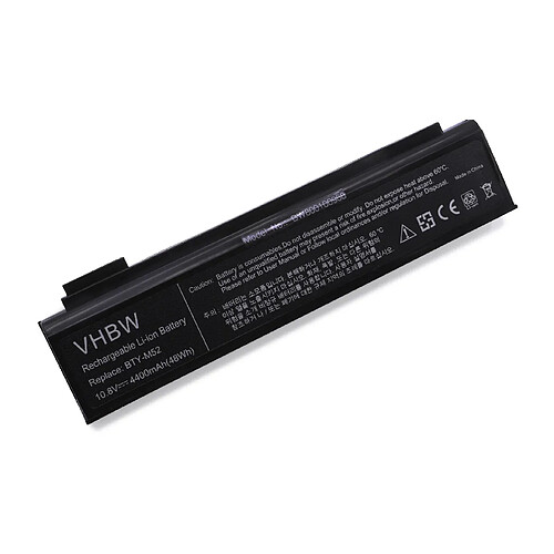 vhbw batterie compatible avec MSI Megabook GX710, GX710X, L Series, L610, L610I, L610X, L710B, L710X, L715A laptop (4400mAh, 10,8V, Li-Ion, noir)