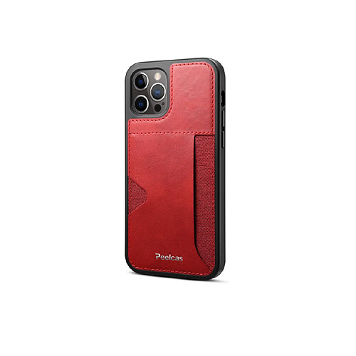 F01 Carte en cuir Tout compris Cas de téléphone mobile Cas de téléphone mobile Étui de protection Cas de portefeuille en cuir pour iPhone 12 / 12Pro-rouge