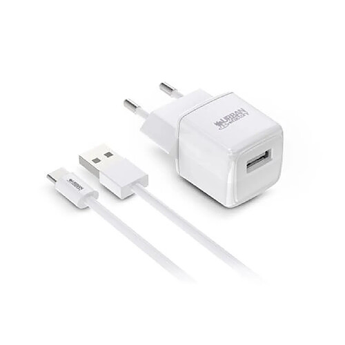 Chargeur secteur 12 Watts + Câble USB Type A Urban Factory Powee Blanc