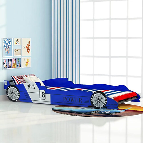 vidaXL Lit voiture de course pour enfants 90 x 200 cm Bleu