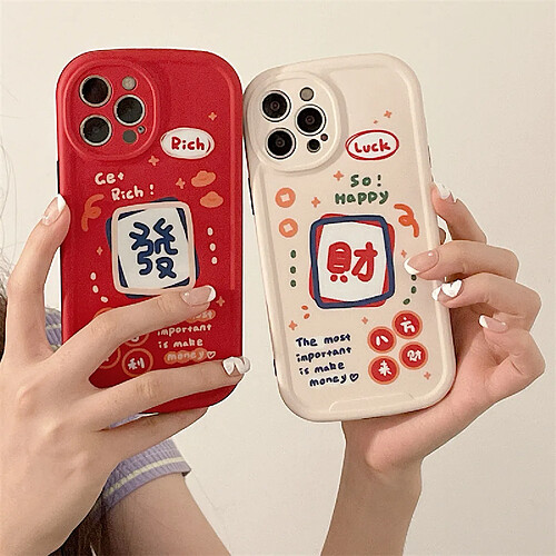 GUPBOO Étui pour iPhone13ProMax frottement mahjong texte créatif coque de téléphone portable personnalité anti-chute