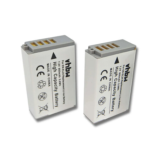 vhbw 2x Li-Ion batterie 800mAh (7.2V) pour appareil photo vidéo Nikon DL24-85 d/1.8-2.8 comme Nikon EN-EL24, VFB11901.