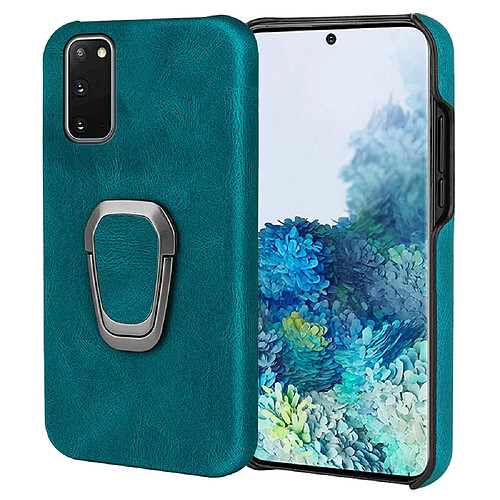 Coque en TPU + PU antichoc avec béquille cyan pour votre Samsung Galaxy S20