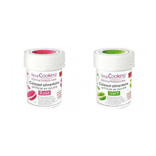 Scrapcooking 2 colorants alimentaires en poudre - vert-rose