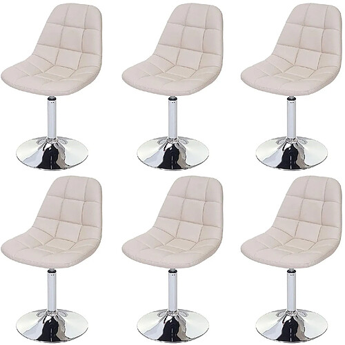 Decoshop26 6x chaises de salle à manger en synthétique crème pied chromé pivotant CDS04621