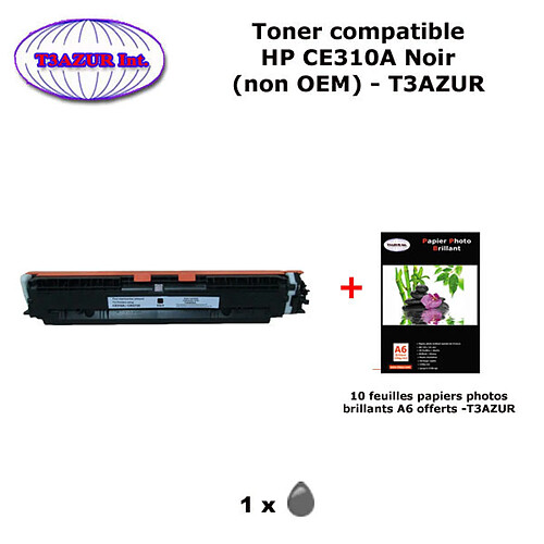 Toner générique HP CE310A ,HP 126A pour HP LaserJet Pro 100 MFP M175nw CP1025 M275 TopShot Noir+10f papiers photos A6 -T3AZUR