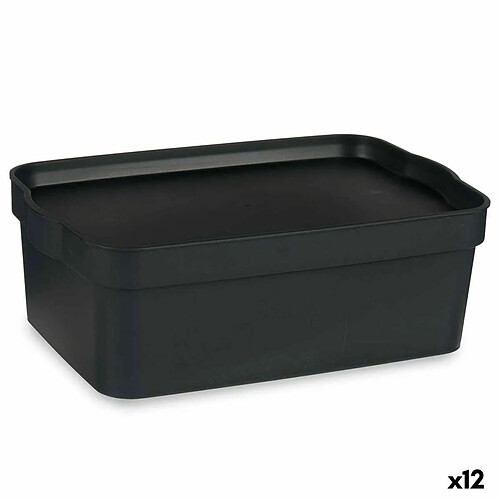 Kipit Boîte de rangement avec couvercle Anthracite Plastique 6 L 21 x 11 x 32 cm (12 Unités)