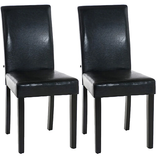 Decoshop26 Lot de 2 chaises de salle à manger design moderne en PVC noir et pieds en bois noir 10_0001550