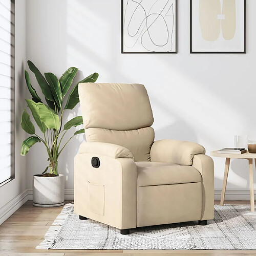 vidaXL Fauteuil inclinable Crème Tissu