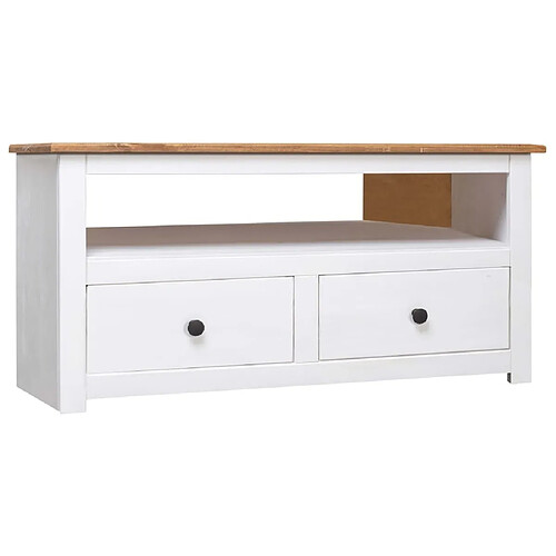 Maison Chic Meuble TV scandinave - Banc TV pour salon d'angle Blanc 93x49x49 cm Pin Assortiment Panama -MN69910