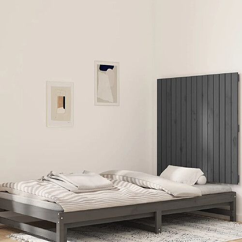 vidaXL Tête de lit murale Gris 95,5x3x90 cm Bois massif de pin