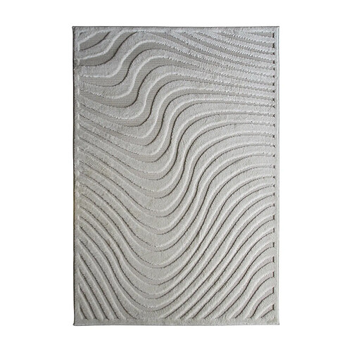 Thedecofactory NEW AGE VIBES - Tapis pour dehors et dedans motif vibes en relief crème 160x220