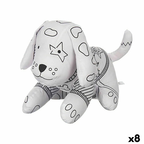 Pincello Peluche à colorier Blanc Noir Tissu 13 x 14 x 20 cm Chien (8 Unités)