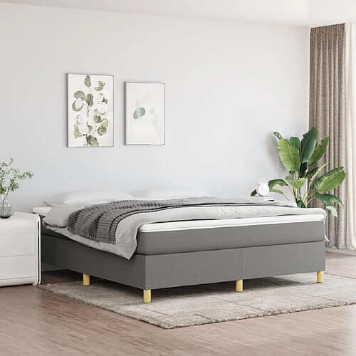 vidaXL Sommier à lattes de lit avec matelas Gris foncé 160x200cm Tissu