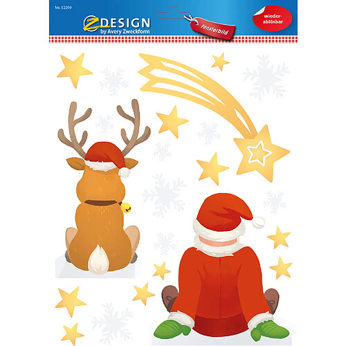 AVERY Zweckform ZDesign Image de fenêtre pour Noël, Renne ()