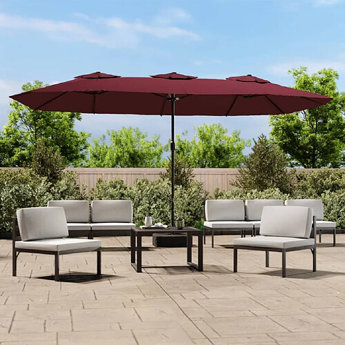 vidaXL Parasol de jardin à double tête rouge bordeaux 449x245 cm