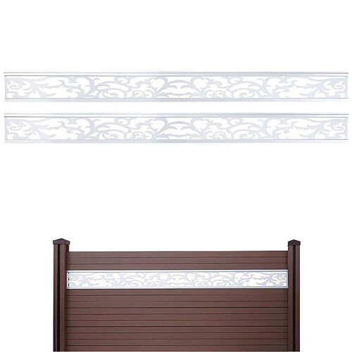 Mendler 2x Panneau de décoration pour pare-vue en WPC Sarthe, 16x177 blanc