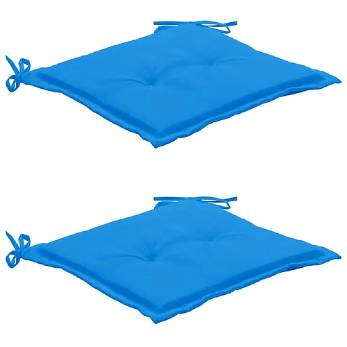 Decoshop26 lot de 2 coussins de chaise de jardin 100% polyester bleu 50x50x3 cm DEC021729