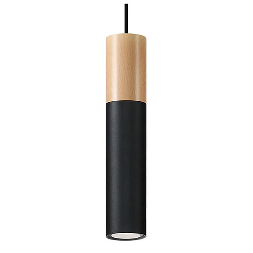 Luminaire Center Suspension design Pablo Bois,acier Noir,bois naturel 1 ampoule 105cm