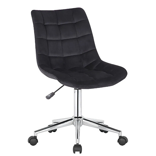 Decoshop26 Chaise de bureau en velours noir sur roulettes design moderne hauteur réglable BUR10600