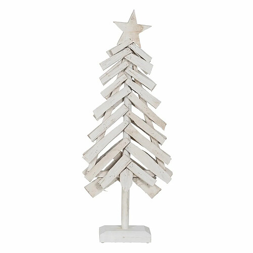 BigBuy Christmas Sapin de Noël Blanc Bois de paulownia 34 x 11 x 90 cm