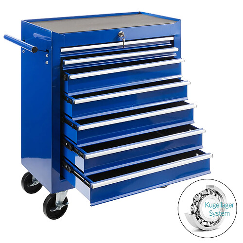 AREBOS Servante Caisse à Outils D’Atelier 7 Tiroirs Tools Chest Chariot Bleu