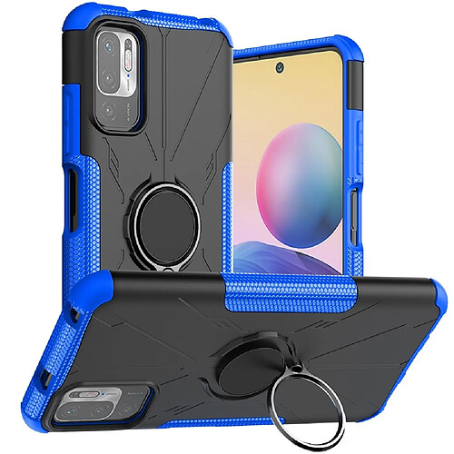 Coque en TPU anti-chocs avec béquille pour votre Xiaomi Poco M3 Pro 4G/5G/Redmi Note 10T 5G/Redmi Note 10 5G - bleu