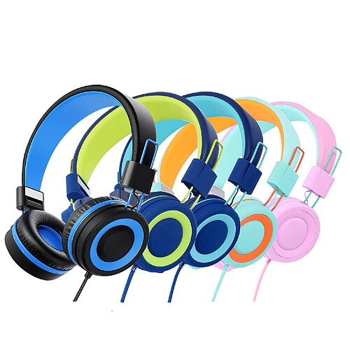 GUPBOO Casque pour enfants avec micro Casque stéréo Casque pour enfants filaire pliable réglable pour filles garçons cadeau en ligne