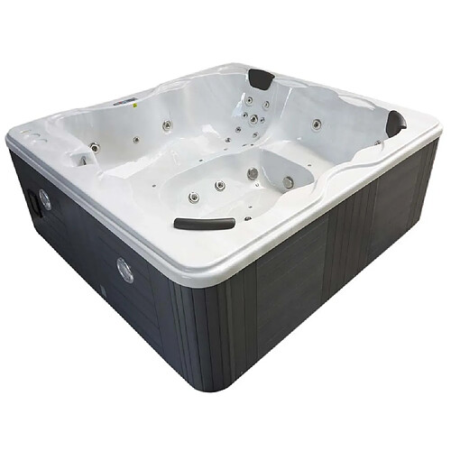 Habitat Et Jardin Spa Cuba 6 places - Cuve blanc - système Balboa +Bluetooth intégré - 220x210x80cm