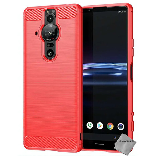 Htdmobiles Coque silicone gel carbone pour Sony Xperia Pro-I + film ecran - ROUGE