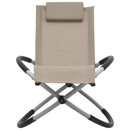 Helloshop26 Transat chaise longue bain de soleil lit de jardin terrasse meuble d'extérieur pour enfants acier taupe 02_0012914