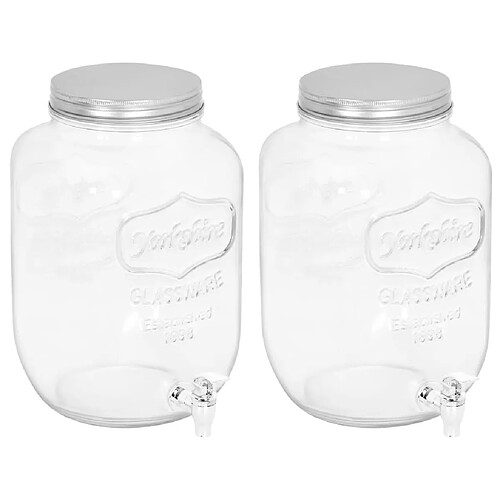 vidaXL Distributeurs de boissons 2 pcs 8050 ml Verre