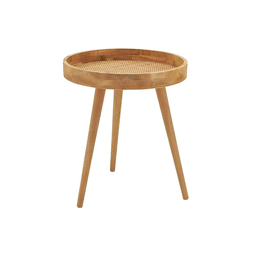 Aubry Gaspard Table en bois naturel et rotin.