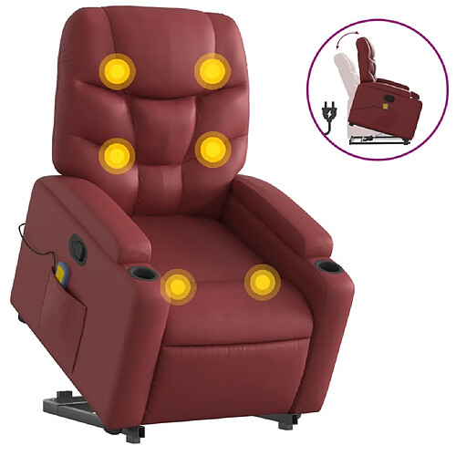 Maison Chic Fauteuil Relax pour salon, Fauteuil inclinable de massage Rouge bordeaux Similicuir -GKD91855