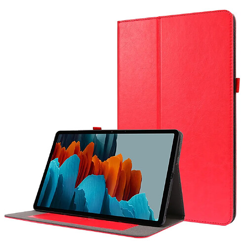 Etui en PU conception à deux volets de texture de cheval fou rouge pour votre Samsung Galaxy Tab S7